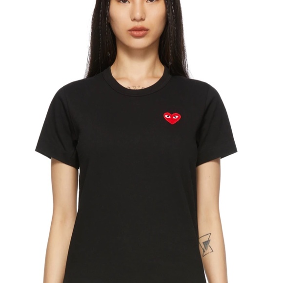 COMME DES GARÇONS PLAY Black Heart Patch T-Shirt - Picture 1 of 2